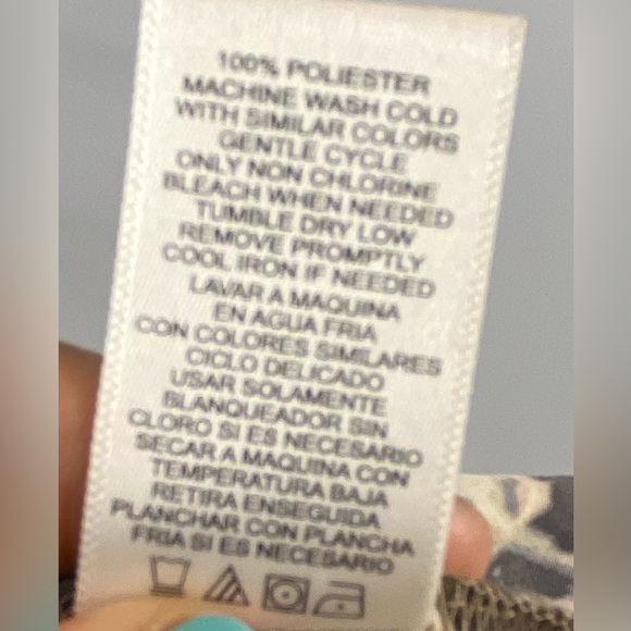 Blouse Top Abstract Size XS French Connection Olive Green & Tan - Picture 9 of 9